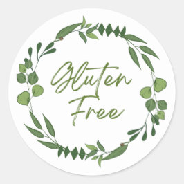 Grüne Blätter Glutenfreies Produktetikett Runder Aufkleber