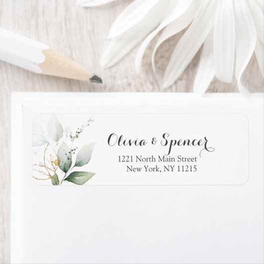 Grüne Blätter Gold Foil Aquarellschrift (Insitu)