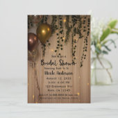 Grüne Blätter Goldene Lichter Rustikales Brautpart Einladung (Stehend Vorderseite)