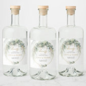 Grüne Blätter, goldgelb, ovaler Boho eucalyptus Alkoholflaschenetikett (Flaschen)