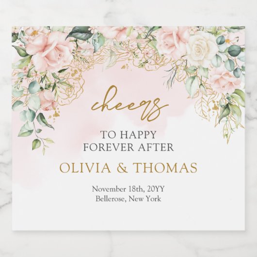 Grüne Blätter, goldgelb, ovaler Boho eucalyptus Alkoholflaschenetikett (Einzelnes Label)