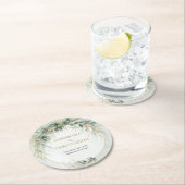 Grüne Blätter, goldgelb, ovaler Boho eucalyptus Runder Pappuntersetzer (Vor Ort)