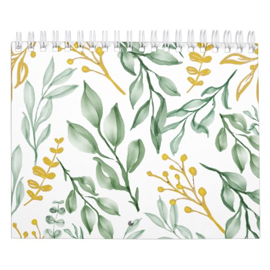 Grüne Blätter & goldgelbe Blüte 2026 Kalender (Titelbild)