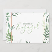 Grüne Blätter, Goldgrenze, verlobtes Party Ankündigung (Vorderseite)