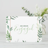 Grüne Blätter, Goldgrenze, verlobtes Party Ankündigung (Stehend Vorderseite)