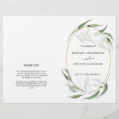 Grüne Blätter Goldrahmen Hochzeitsprogramm (Vorderseite)