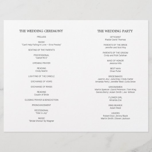 Grüne Blätter Goldrahmen Hochzeitsprogramm (Rückseite)