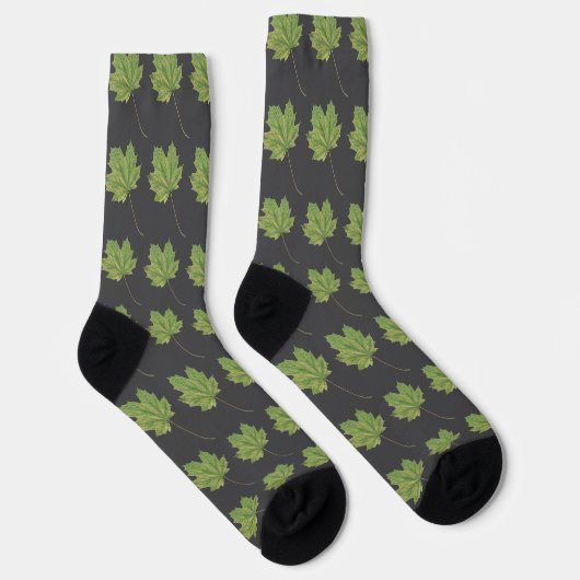 Grüne Blätter Graue Socken (Rechts)