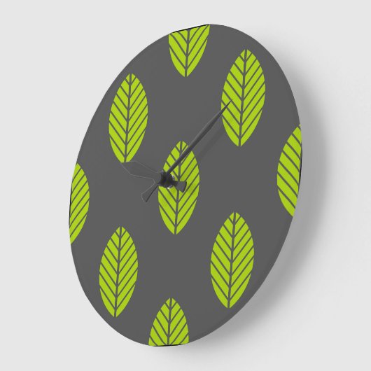 grüne Blätter Große Wanduhr (Winkel)