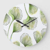 Grüne Blätter Große Wanduhr (Vorderseite)