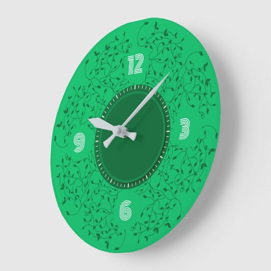 Grüne Blätter Große Wanduhr (Winkel)