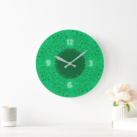 Grüne Blätter Große Wanduhr (Zuhause)