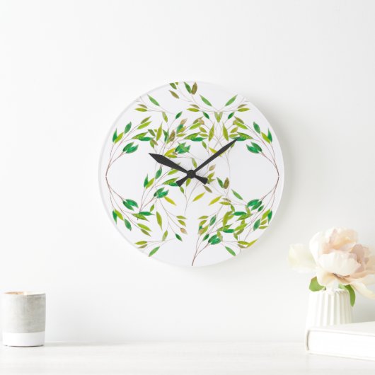 Grüne Blätter Große Wanduhr (Zuhause)