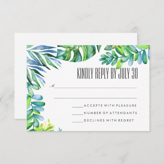 Grüne Blätter Grüne Hochzeit RSVP (Vorne/Hinten)