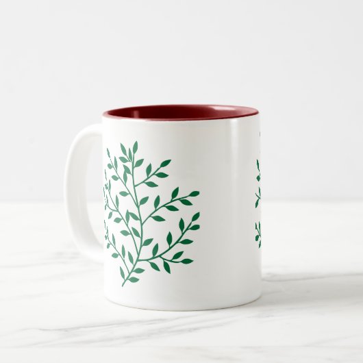 Grüne Blätter Grüne Olivenbäume Zweifarbige Tasse (Vorderseite Links)