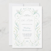Grüne Blätter Hochzeit Einladung (Vorderseite)