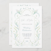 Grüne Blätter Hochzeit Einladung (Vorne/Hinten)