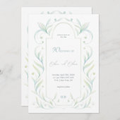 Grüne Blätter Hochzeit Einladung (Vorne/Hinten)