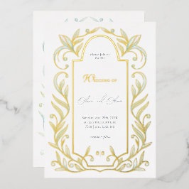 Grüne Blätter Hochzeit Folieneinladung