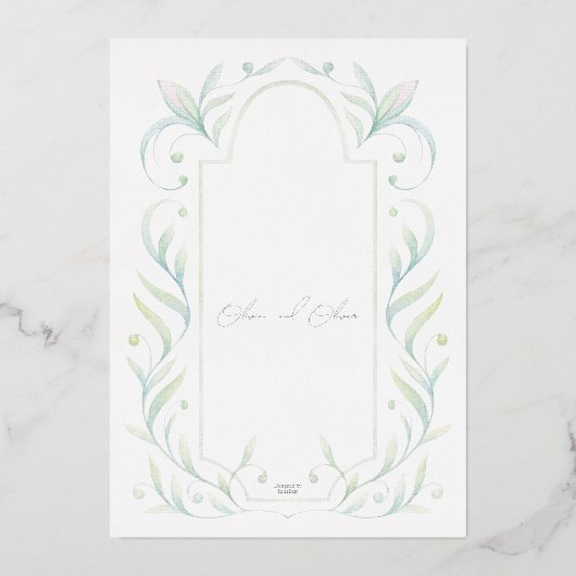 Grüne Blätter Hochzeit Folieneinladung (Rückseite)