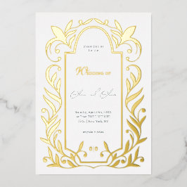 Grüne Blätter Hochzeit Folieneinladung