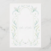 Grüne Blätter Hochzeit Folieneinladung (Rückseite)