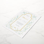 Grüne Blätter Hochzeit Folieneinladung (Gedreht)