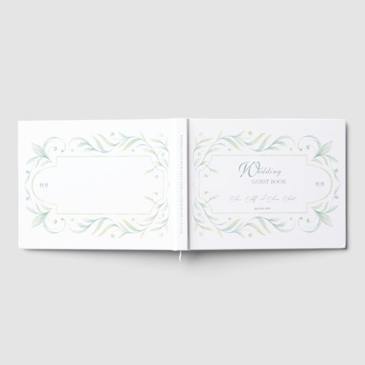 Grüne Blätter Hochzeit Gästebuch (Voll)