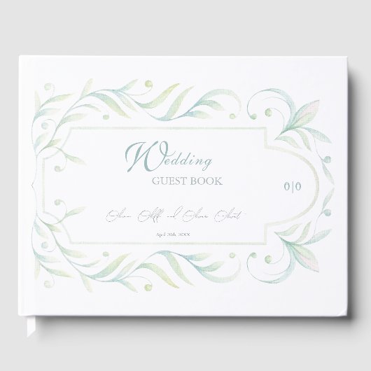Grüne Blätter Hochzeit Gästebuch (Vorderseite)