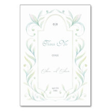 Grüne Blätter Hochzeit Tischnummer