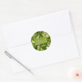 Grüne Blätter Hochzeitsaufkleber Runder Aufkleber