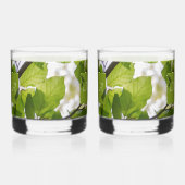 Grüne Blätter Hochzeitsbläser Whiskyglas (Links)