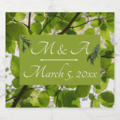 Grüne Blätter Hochzeitscreme Schaumweinetikett (Einzelnes Label)