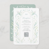 Grüne Blätter Hochzeitsempfangskarte Einladung (Vorne/Hinten)