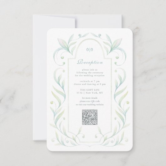 Grüne Blätter Hochzeitsempfangskarte Einladung (Vorderseite)