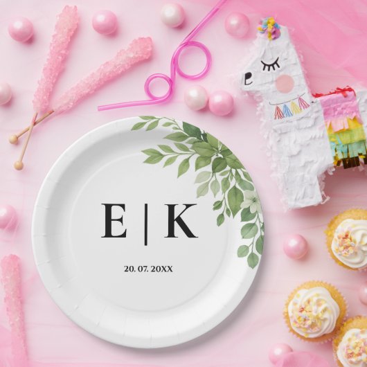 Grüne Blätter Hochzeitsfeier Pappteller (Party)