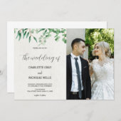 Grüne Blätter Hochzeitsfeiern mit Foto Einladung (Vorne/Hinten)