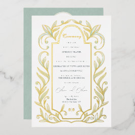 Grüne Blätter Hochzeitsfoil Folieneinladung