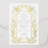 Grüne Blätter Hochzeitsfoil Folieneinladung (Vorderseite)