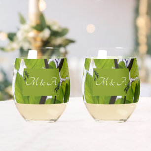 Grüne Blätter Hochzeitsglas Weinglas Ohne Stiel