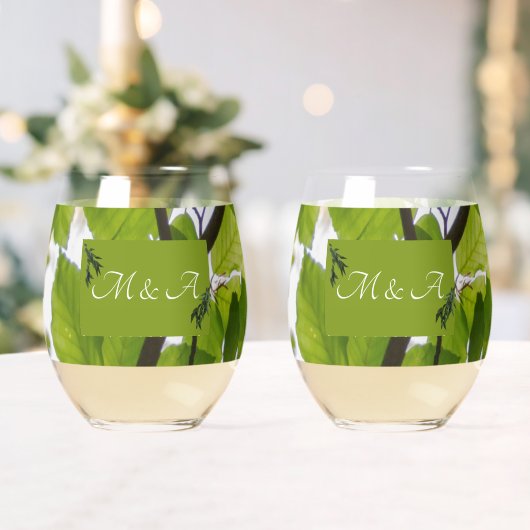 Grüne Blätter Hochzeitsglas Weinglas Ohne Stiel (Insitu (Hochzeit))