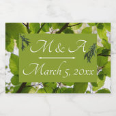 Grüne Blätter Hochzeitsweinflasche Schaumweinetikett (Einzelnes Label)