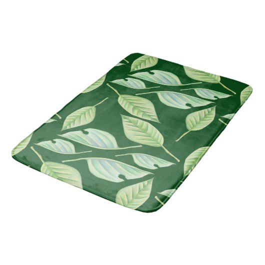 Grüne Blätter Illustration Custom Bath Mat Badematte (Schrägansicht)