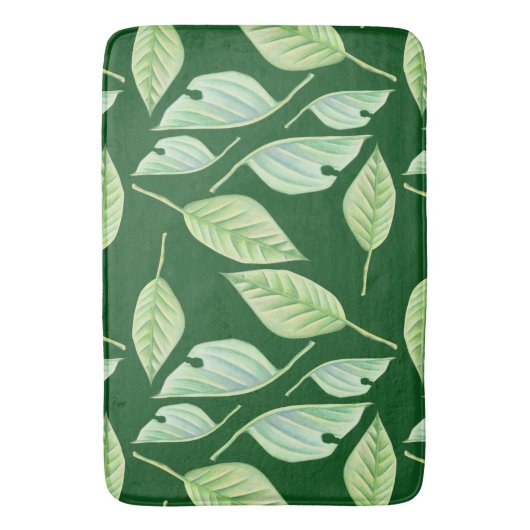 Grüne Blätter Illustration Custom Bath Mat Badematte (Vorderseite Vertikal)