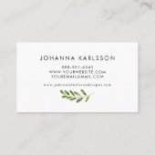 Grüne Blätter in Aquarellfarben rahmen moderne Vis Visitenkarte (Rückseite)