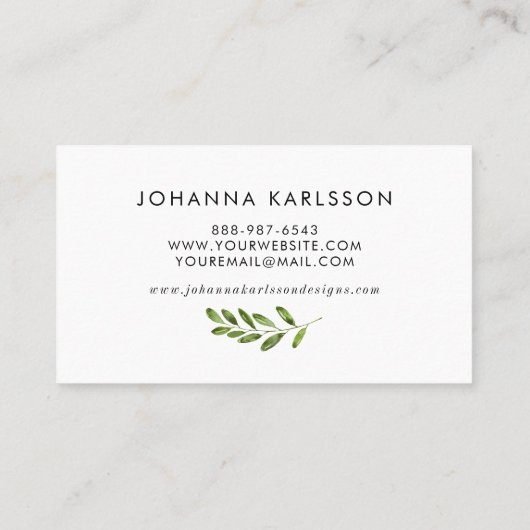 Grüne Blätter in Aquarellfarben rahmen moderne Vis Visitenkarte (Rückseite)