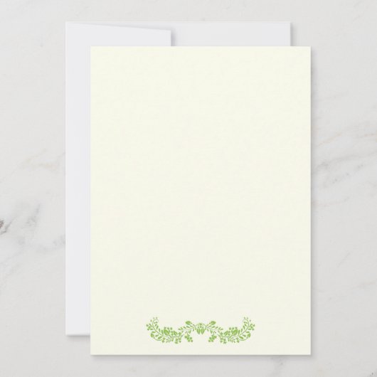 Grüne Blätter Initialen Hochzeitspaare Dusche Einladung (Rückseite)