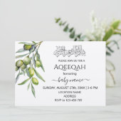 Grüne Blätter Islamische Aqiqa Aqeeqa Einladung (Stehend Vorderseite)