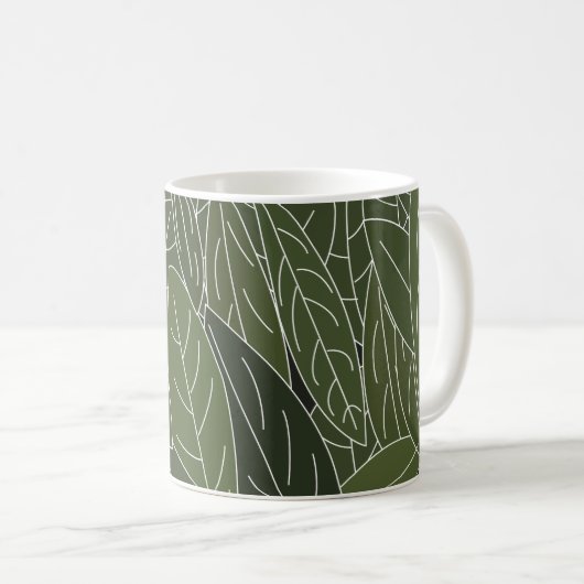 Grüne Blätter Kaffeetasse (VorderseiteRechts)