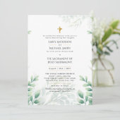 Grüne Blätter Katholische Hochzeit der Nuptialmess Einladung (Stehend Vorderseite)